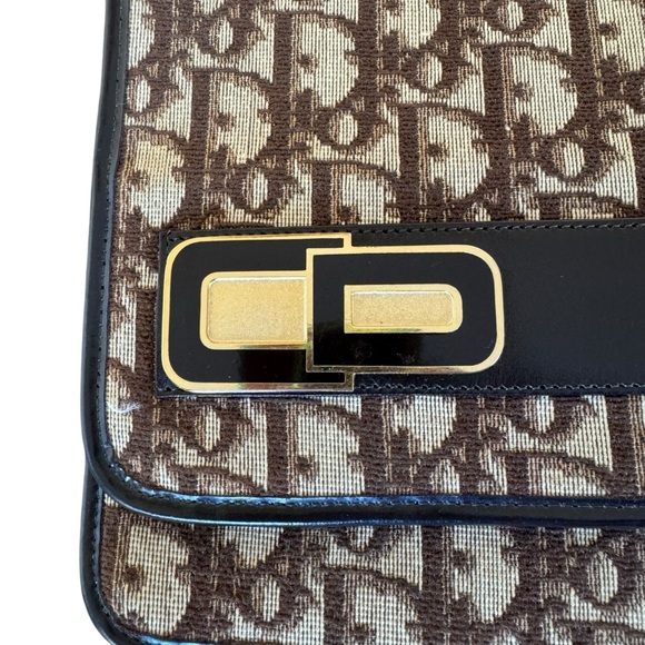 Vintage 70s Christian Dior Clutch Flap Bag Envelope Trotter Brown Logo Monogram - Picture 2 of 15